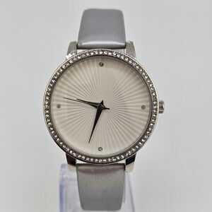 Manhattan Croton Watch‎ Women 37mm Gray Tone Pave Bezel Bling New Battery